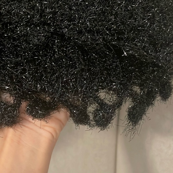 Custom Hand Knit Black Shawl/Scarf  w a Flowers Detail - Picture 6 of 7